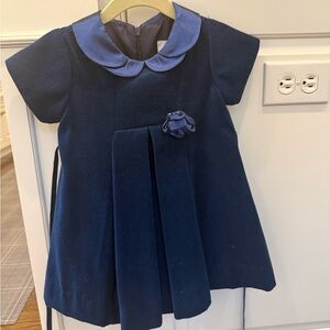 Florence Eiseman Navy Blue Velvet Peter Pan Collar Dress